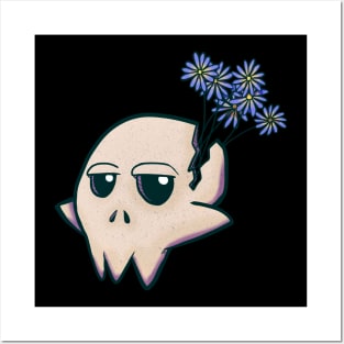 Skull with flowers Posters and Art